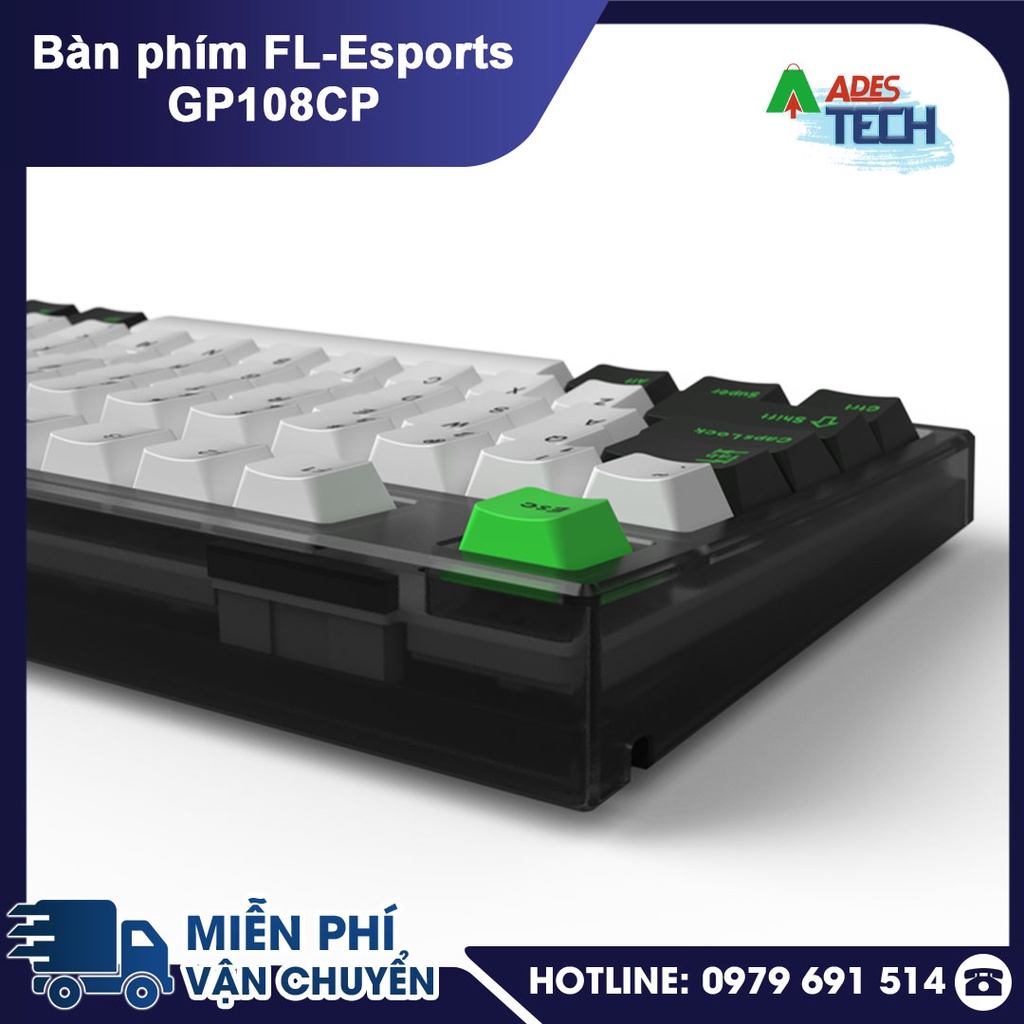 Bàn phím FLEsports GP108CP Aqua Green/ Blackish Green - Bàn phím cơ Switch Kailh Box cao cấp