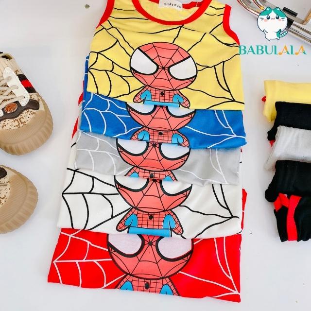 Bộ Ba Lỗ Minky Mom Chính Hãng Hình Siêu Nhân Người Nhện Cho Bé-Đồ Bộ Bé Trai 1 2 3 4 5 Tuổi Vải Thun Lạnh-BABULALA BL04