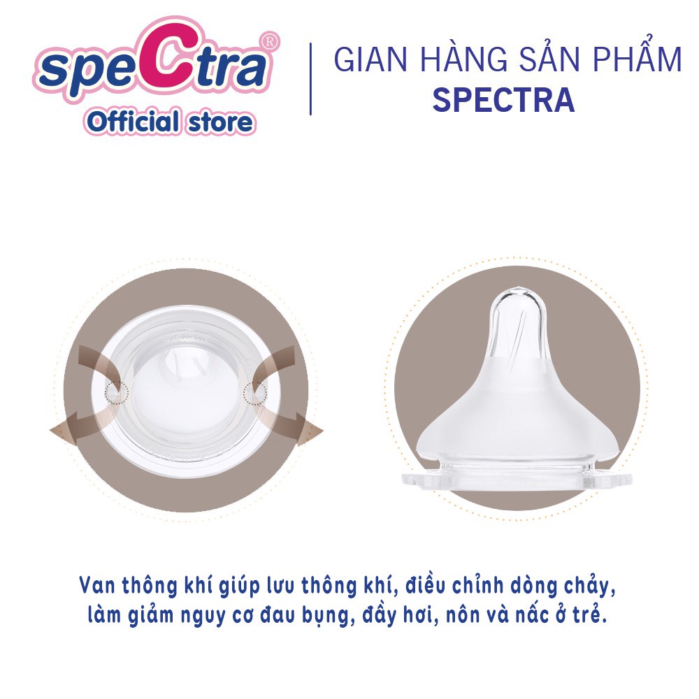 Hộp 2 núm ti silicone cổ rộng Spectra - phụ kiện cho bình sữa Hàn Quốc