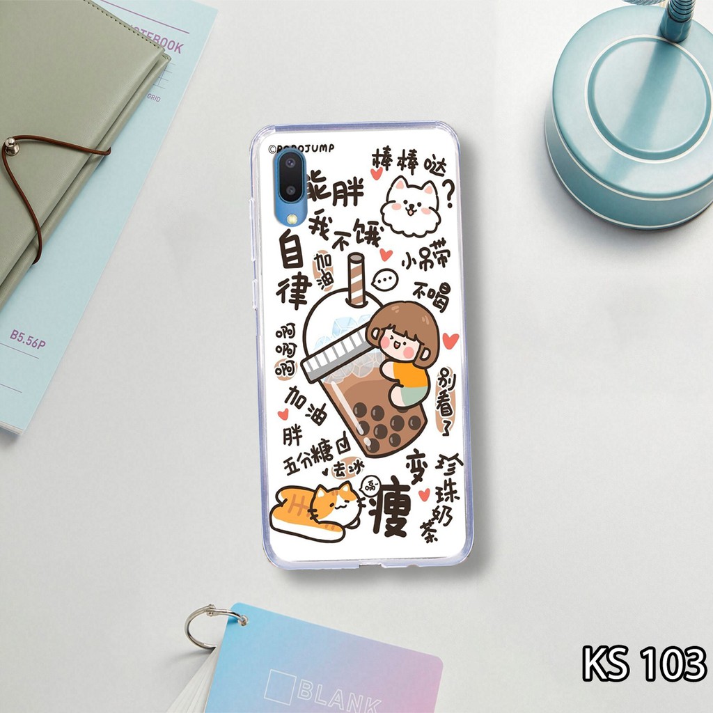 Ốp lưng Samsung A02 - in hình cô bé tóc ngắn ngang vai và chú mèo dễ thương_KINGSTORE.HN_Ốp SS A02