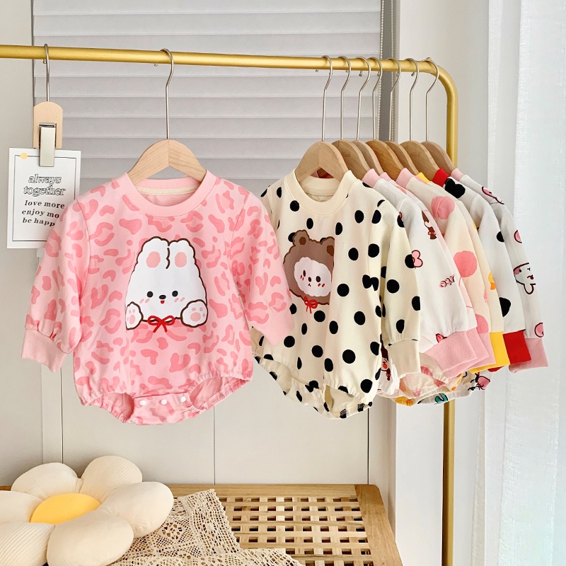 (ORDER) Bộ áo dài tay liền thân mùa thu cho bé từ 0-2 tuổi màu sắc dễ thương