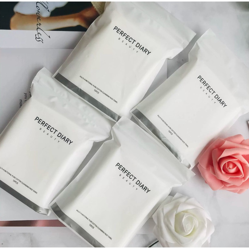 Khăn Tẩy trang Cotton Nguyên Chất Lau Mặt Làm Sạch Đa Năng Perfect Diary (10 miếng)