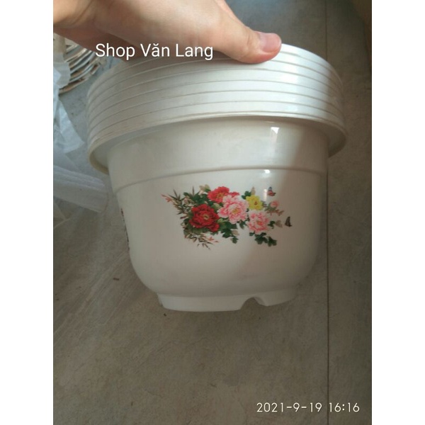 Chậu Nhựa Hoa Văn Trồng Cây 25cm x 17cm - Loại Đẹp