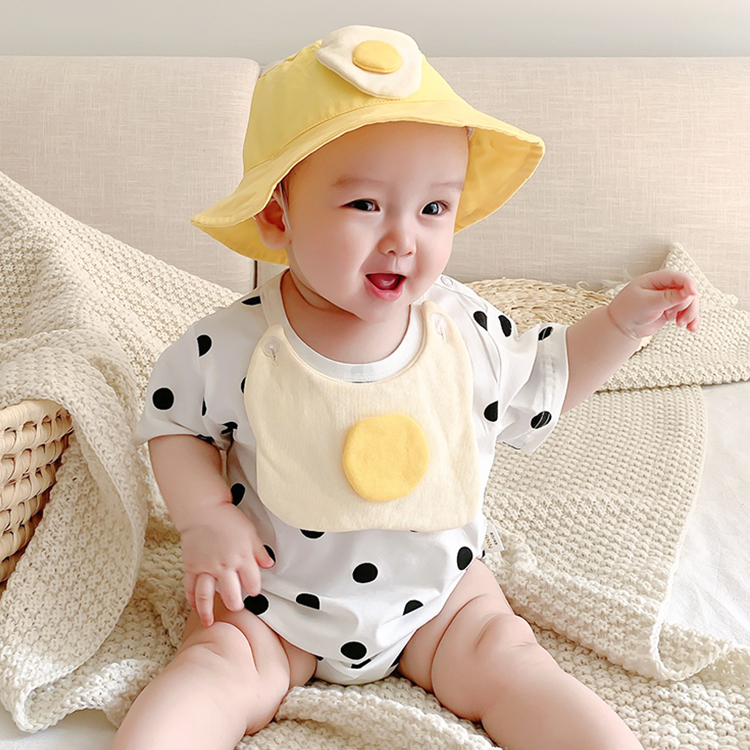 Áo liền quần tay ngắn họa tiết chấm bi cho bé từ 0 đến 24 tháng tuổi
