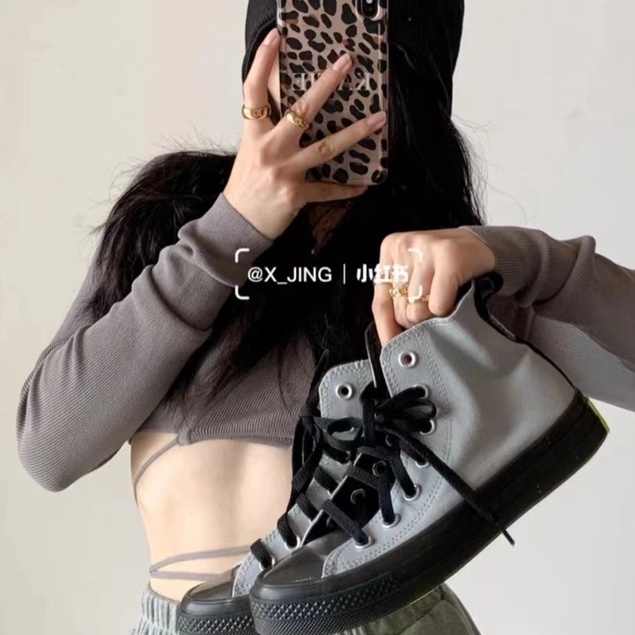 Giày Sneakers Converse Chuck Taylor All Star Cổ Cao Màu Xám Đen-1007