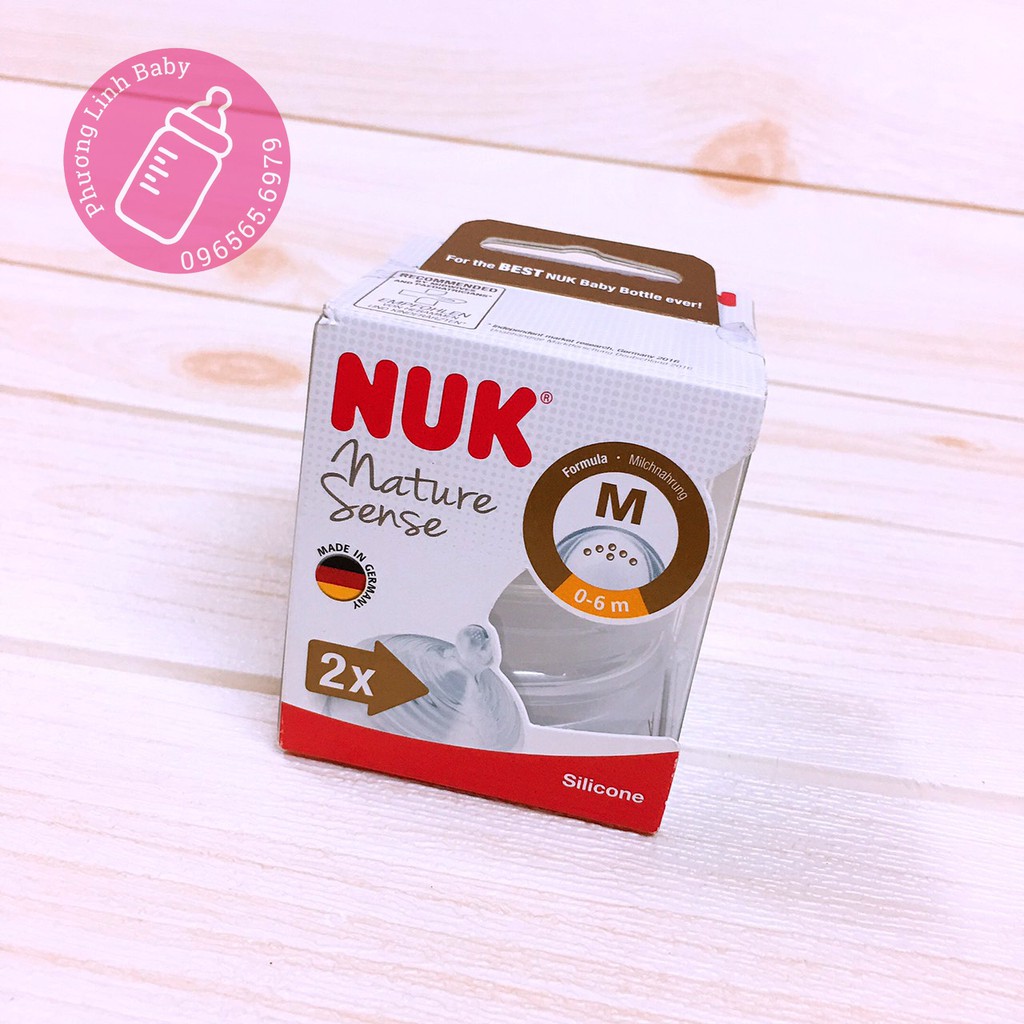 Bộ 2 Núm Ti Thay Thế NUK Nature Sense Silicone Chỉnh Nha Cho Bé - Ảnh Thật