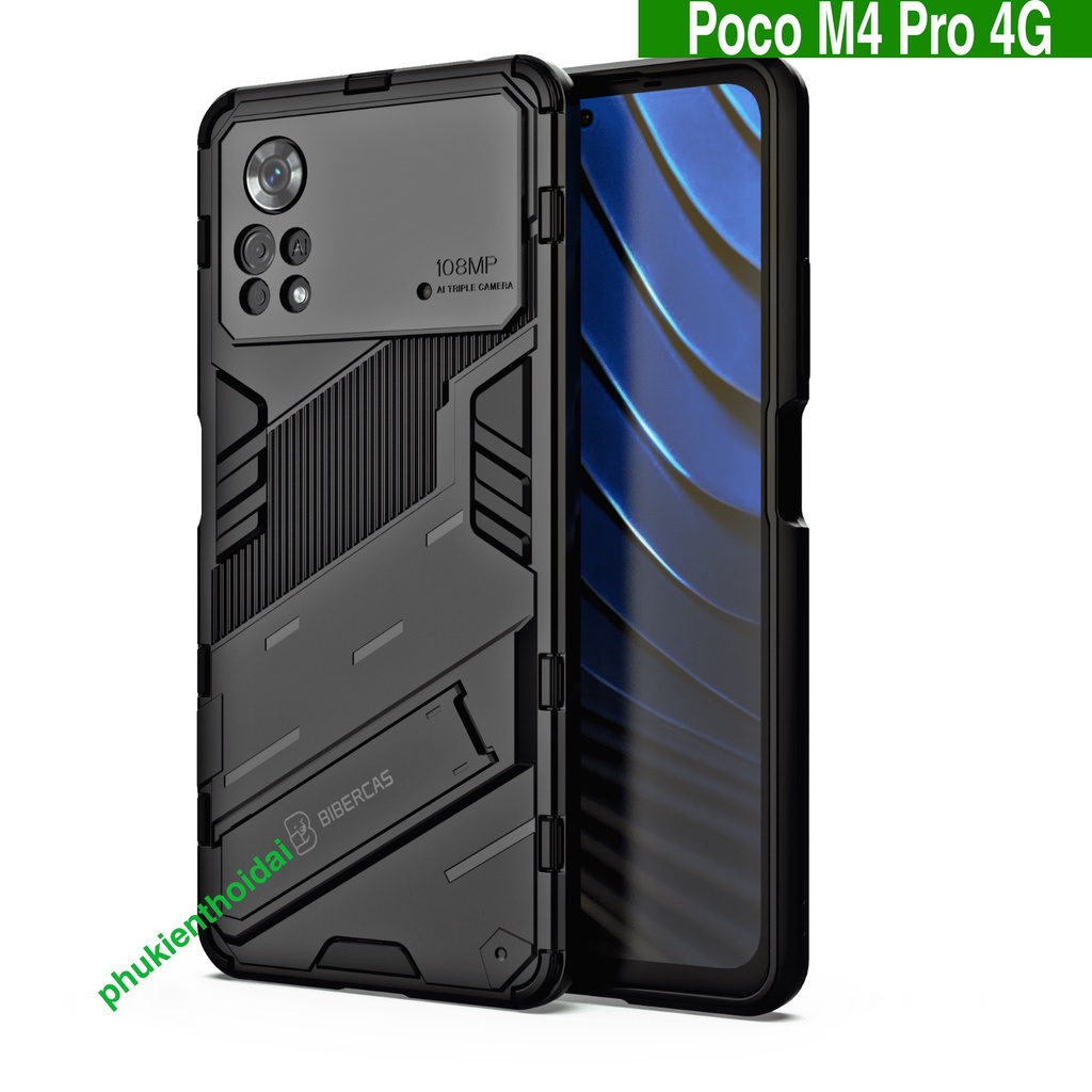 Ốp lưng Poco M4 Pro 4G Iron Man Ver 2 chống sốc giá đỡ mặt lưng xem phim bảo vệ camera