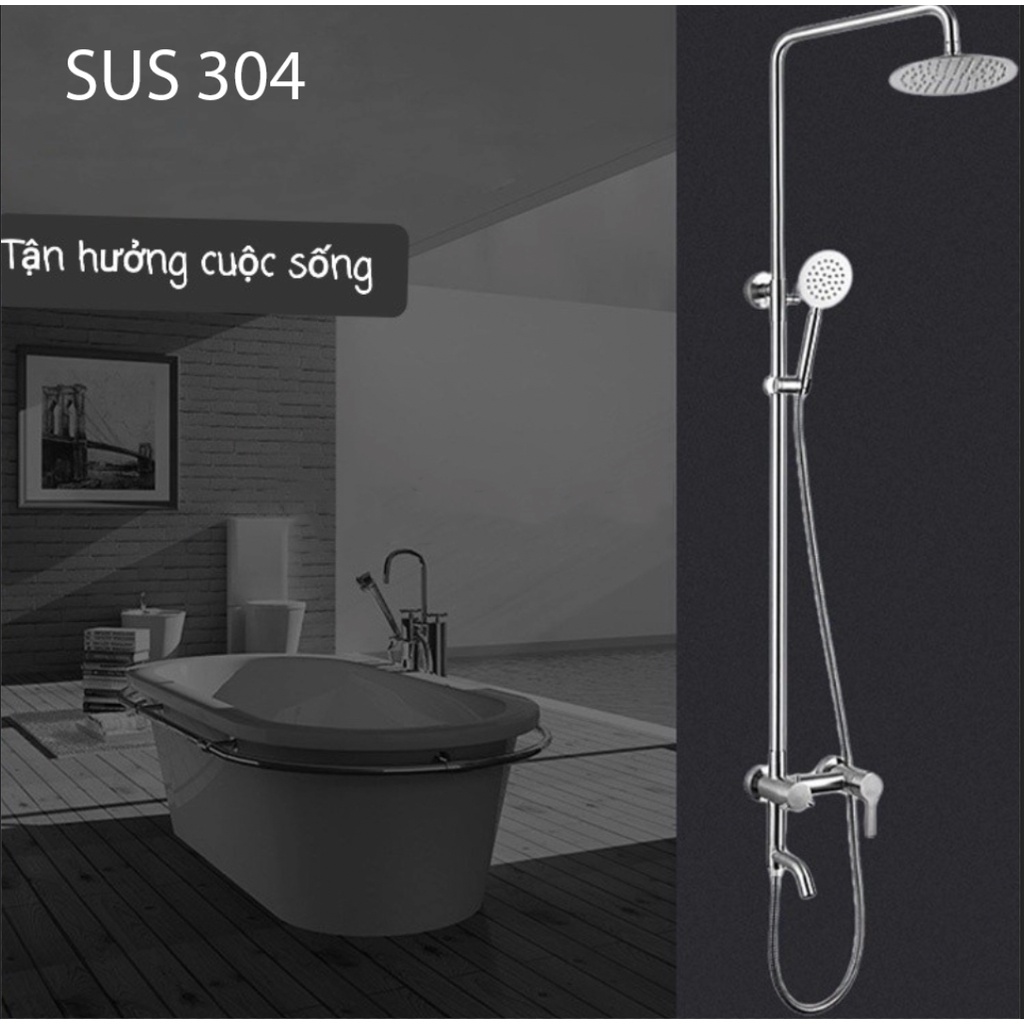 Bộ Vòi Sen Tắm Nóng Lạnh Cây Sen Tròn INOX SUS304 Sentaku - Yobo