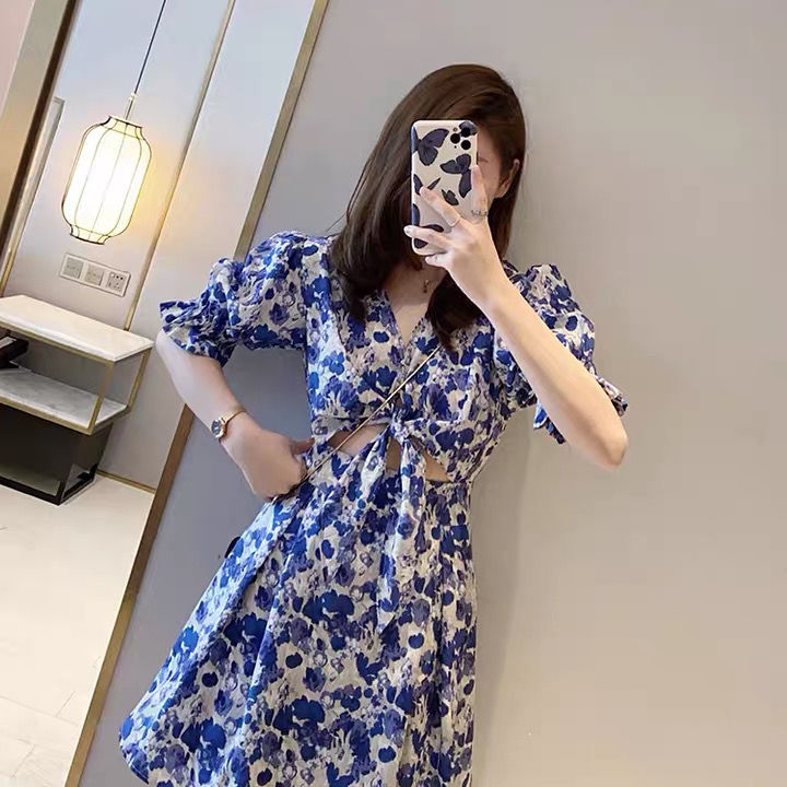 Đầm Ngắn Tay In Họa Tiết Hoa Xinh Xắn Dành Cho Nữ đầm bầu váy nữ váy bé gái váy dài chân váy dài váy nữ chân váy dài