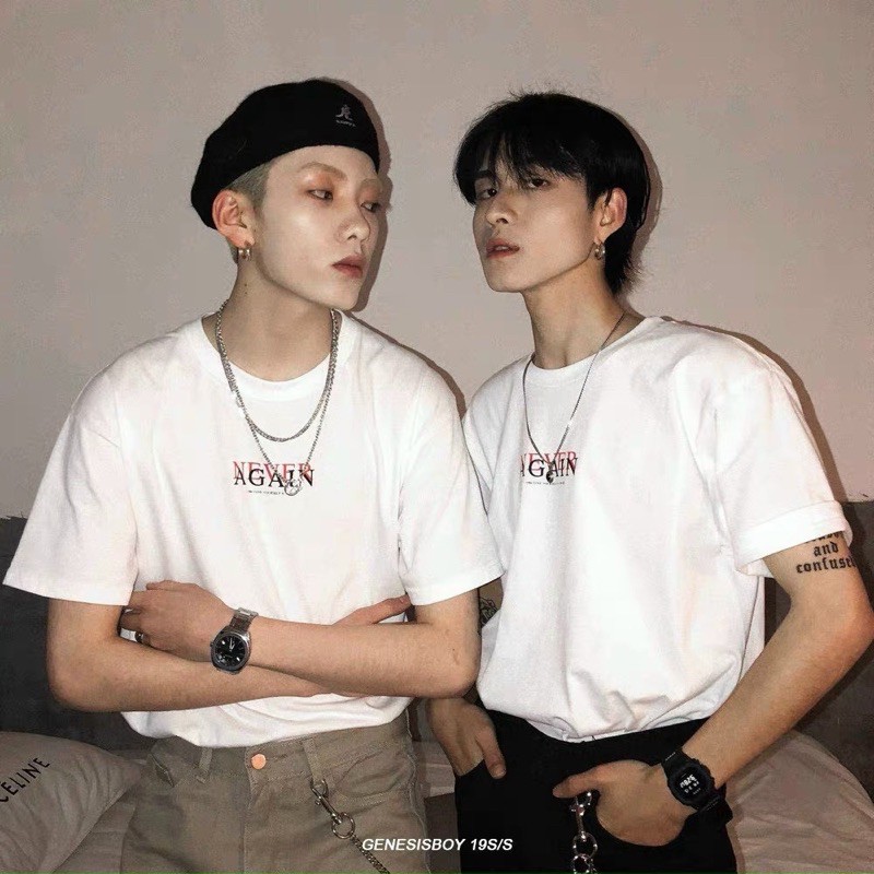 ÁO THUN TAY LỠ NEVER AGAIN COTTON 100% (hình chụp thật)