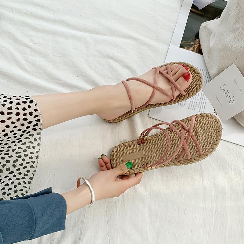 Giày Sandal Đế Bằng Phong Cách Hàn Quốc Thời Trang Mùa Hè Cho Nữ