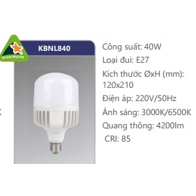 Bóng led trụ Duhal 40w E27 KBNL840 SBNL840 thân nhôm - hàng chính hãng