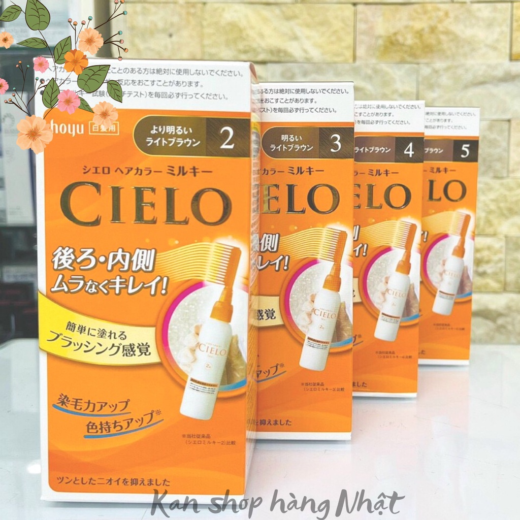 Nhuộm tóc bạc thảo dược Cielo nội địa Nhật dạng kem sữa, Kem nhuộm tóc phủ bạc Cielo Nhật Bản, Kan shop hàng Nhật