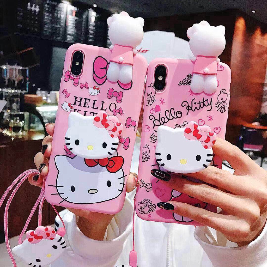 Ốp Lưng Điện Thoại Có Giá Đỡ Hình Hello Kitty Cho Oppo A31 A5 2020 A9 A2020 A31 A91 A95 A1K A3S A5S A12 A7 F1S F3 Plus F9 F11 Pro F3 F5 F7