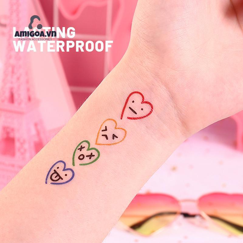 ✨✨Miếng Dán Hình Xăm Lâu Trôi Chống Thấm Nước Họa Tiết Cầu Vồng Dễ Thương