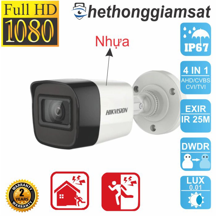 Camera HDTVI Thân Trụ HIKVISION DS-2CE16D0T-ITF, DS-2CE16D0T-ITPF 2MP, chính hãng, bảo hành 24 tháng | BigBuy360 - bigbuy360.vn