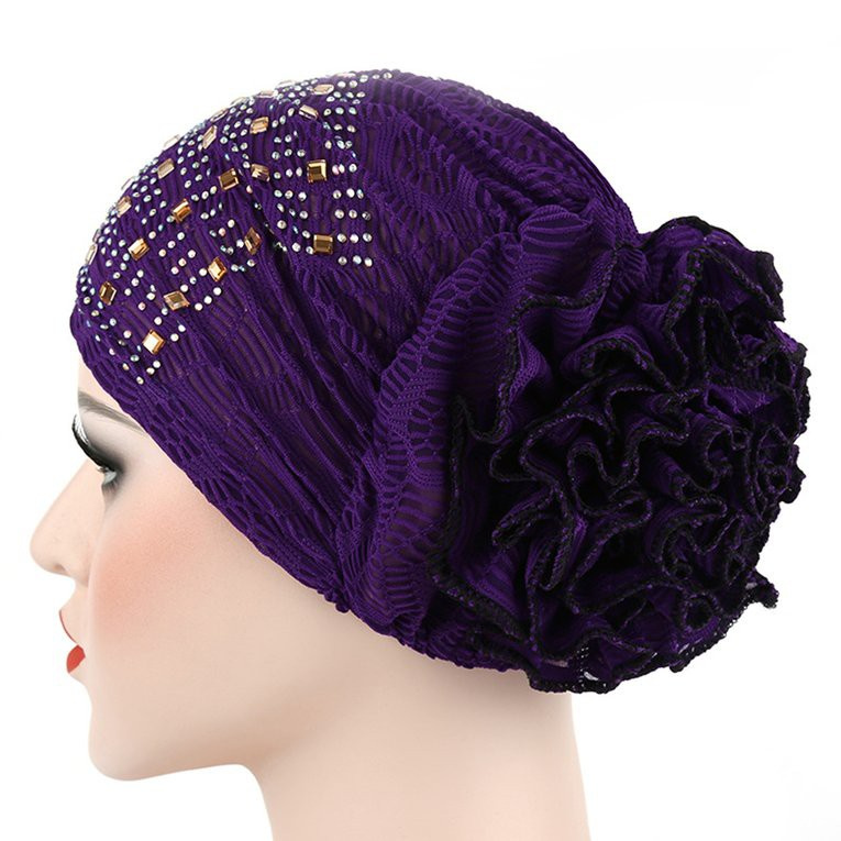 #cz Bicolor Diamond Flower scarf cap