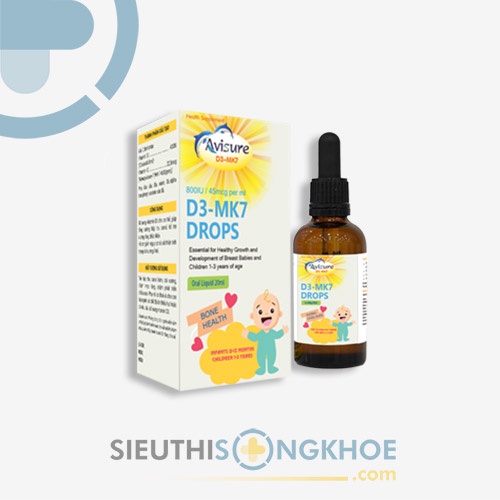 Avisure D3 - MK7 Drops nhỏ giọt cho trẻ sơ sinh - giúp bổ sung vitamin D2 K3- Làm tăng cường hấp thu canxi