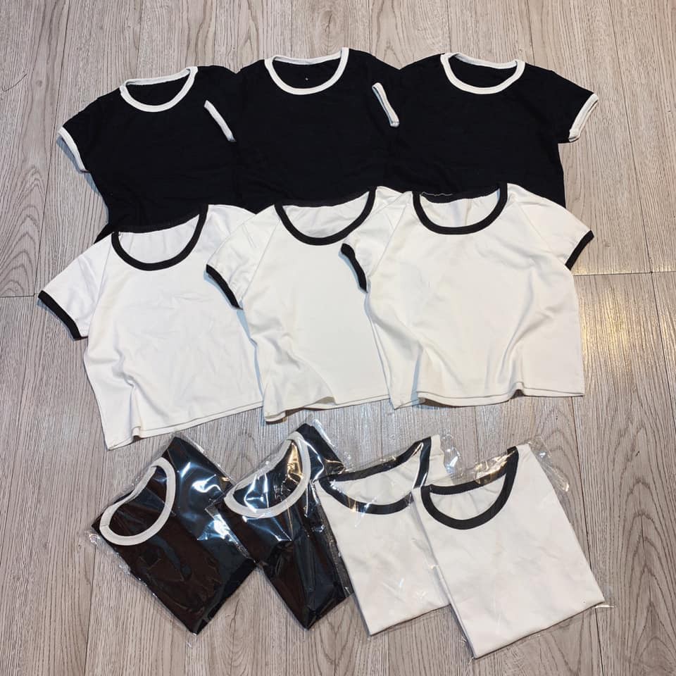 Áo Body Nữ - Áo croptop viền đen trắng thun nữ LE53 | BigBuy360 - bigbuy360.vn