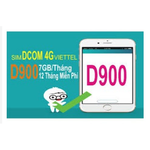 Sim 4G Viettel D900 trọn gói 1 năm 7GB/THÁNG 12 tháng không nạp tiền