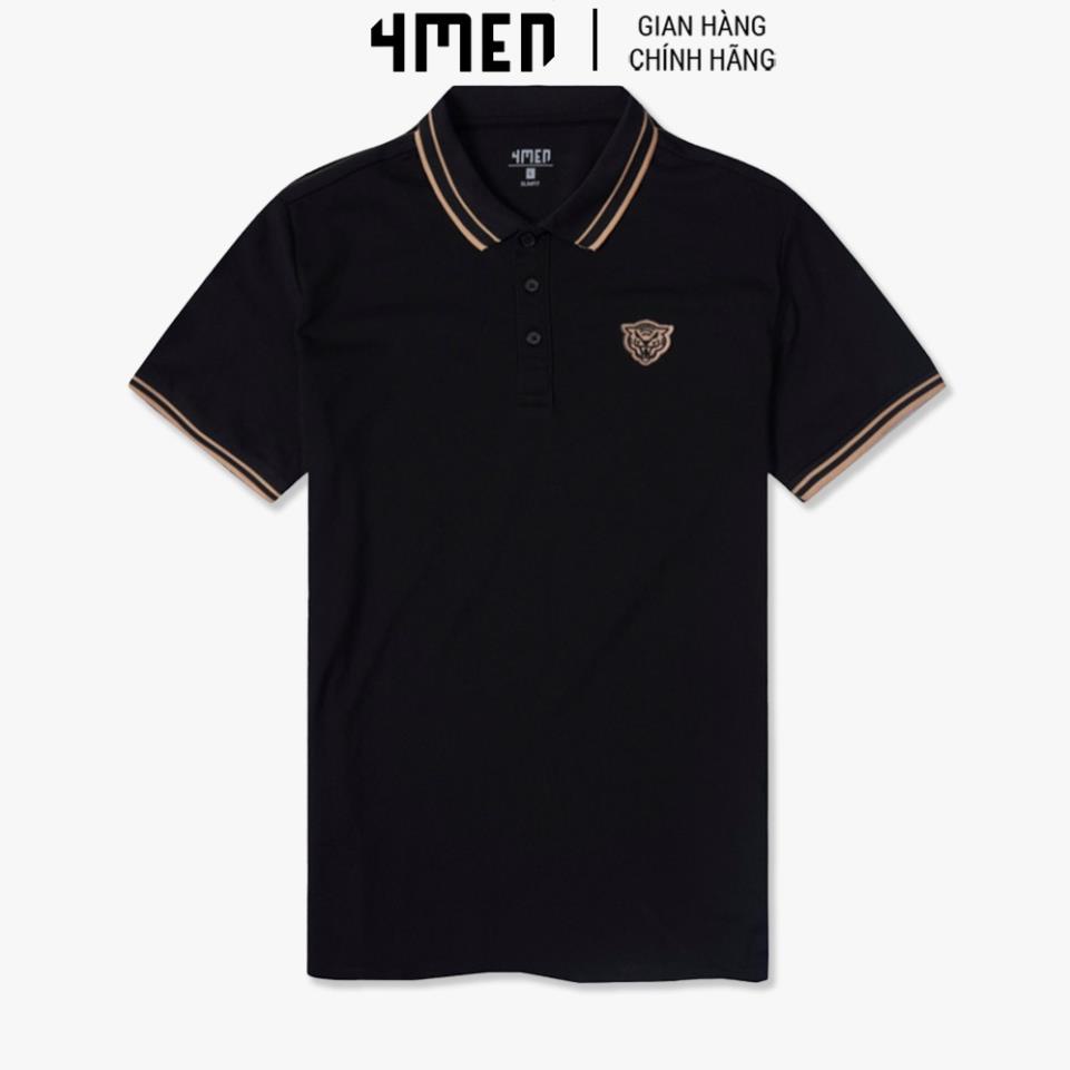 Áo thun polo nam thêu Đầu Cọp 4MEN PO050 thêu đầu cọp trẻ trung, chất cotton co giãn, dễ phối đồ, nổi bật 🔥