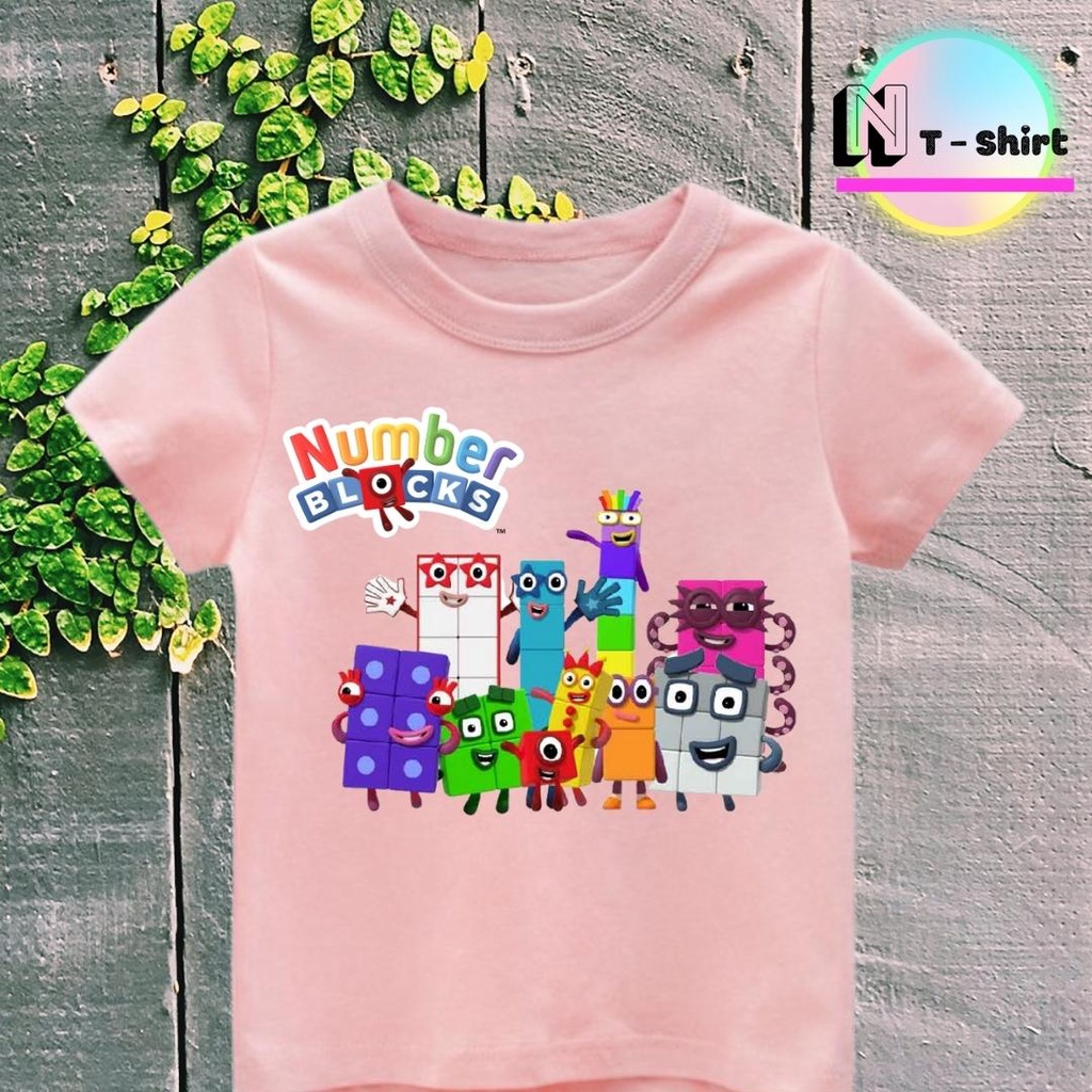 Áo thun cho bé trai và bé gái in hình hoạt hình Number Blocks dễ thương, chất liệu cotton mềm mịn thoáng mát NTShirt 01