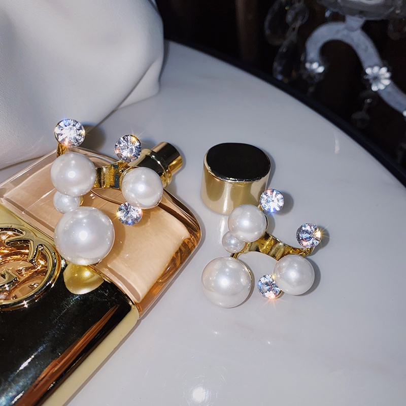 Nhẫn hở đính đá zircon ngọc trai giả sang trọng chất lượng cao có thể điều chỉnh kích thước
