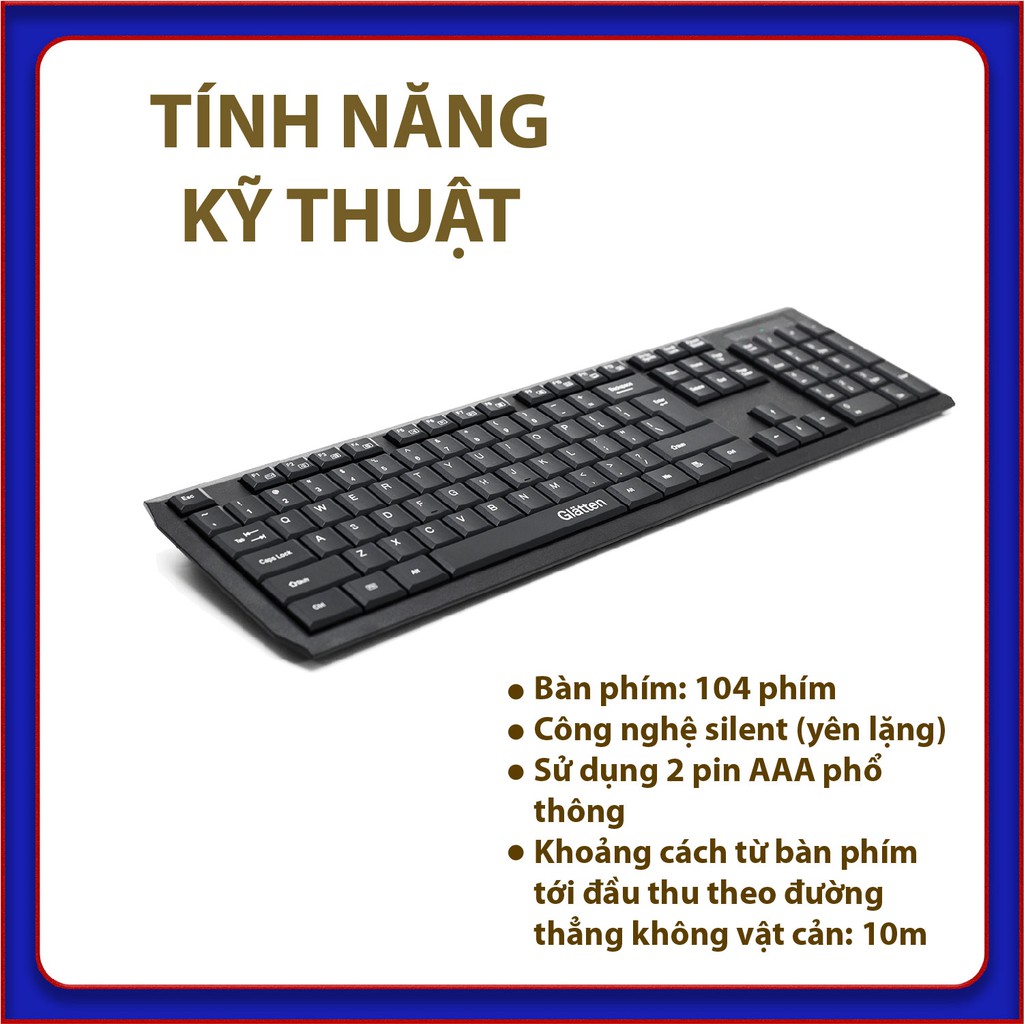 Bàn Phím Không Dây Glatten K-186 (Đen) | BigBuy360 - bigbuy360.vn