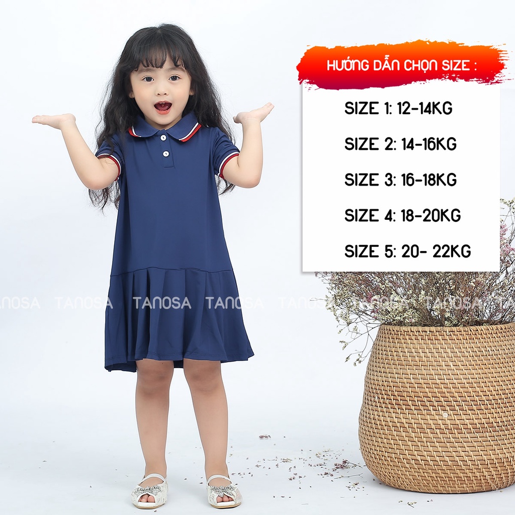 Váy polo tay ngắn kiểu dáng thời trang TANOSA đầm đuôi cá cho bé gái 2-6 tuổi