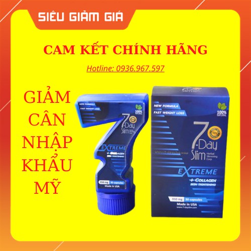 [ CHÍNH HÃNG] Viên uống giảm cân 7 Day hộp 30 viên tặng thước dây