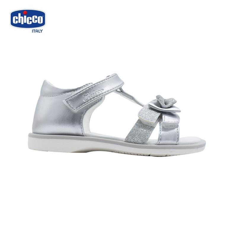 Sandal mát-xa chân bé đính nơ Chicco - Bạc Silver