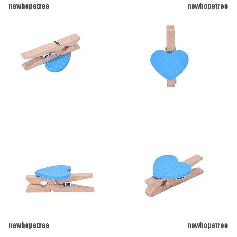 Bộ 10 Kẹp Giấy Bằng Gỗ Hình Trái Tim Dễ Thương