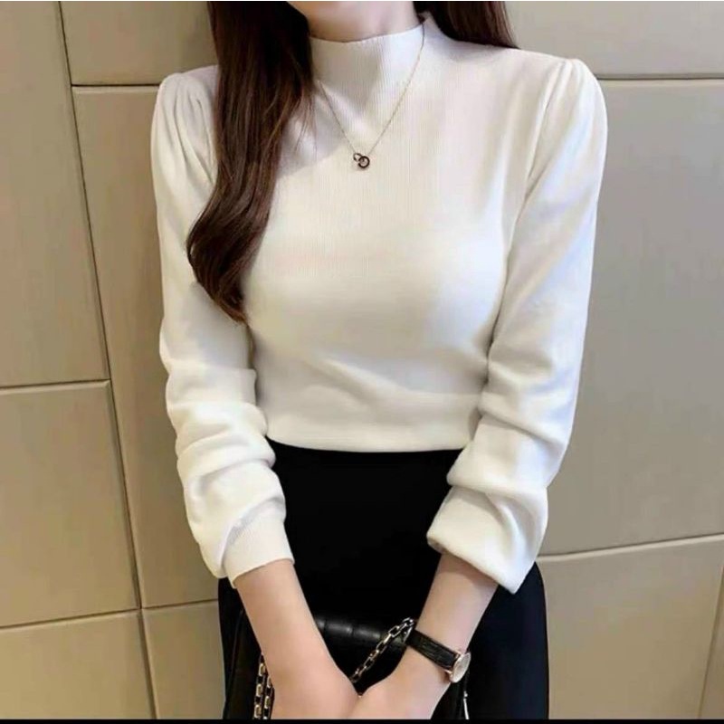 Áo thun body cổ lọ tay dài chất thun gân mặc mát ( VIDEO THẬT).