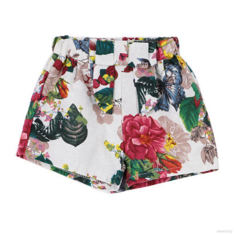 Bộ quần áo gồm 2 món áo thun không tay áo + quần short mùa hè cho bé gái