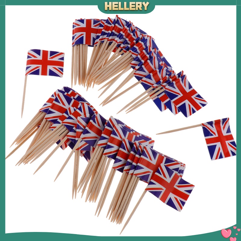 Set 100 Tăm Xỉa Răng Hình Lá Cờ Anh Trang Trí Bánh Kem