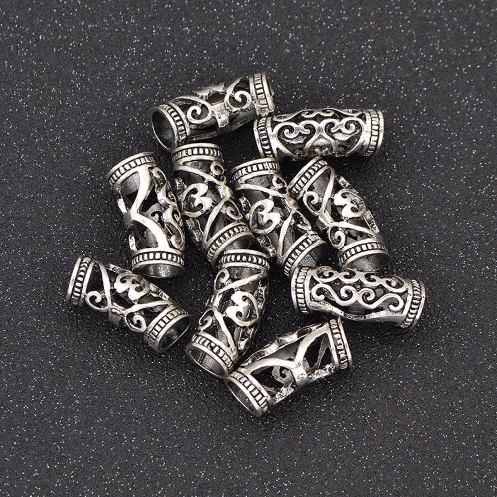 Set 10 Hạt Xỏ Lỗ Siêu Nhỏ 7mm Dùng Để Trang Trí Tóc Tết|Kẹp Tóc Tạo Kiểu Bằng Hợp Kim Kim Loại Nhiều Màu Sắc