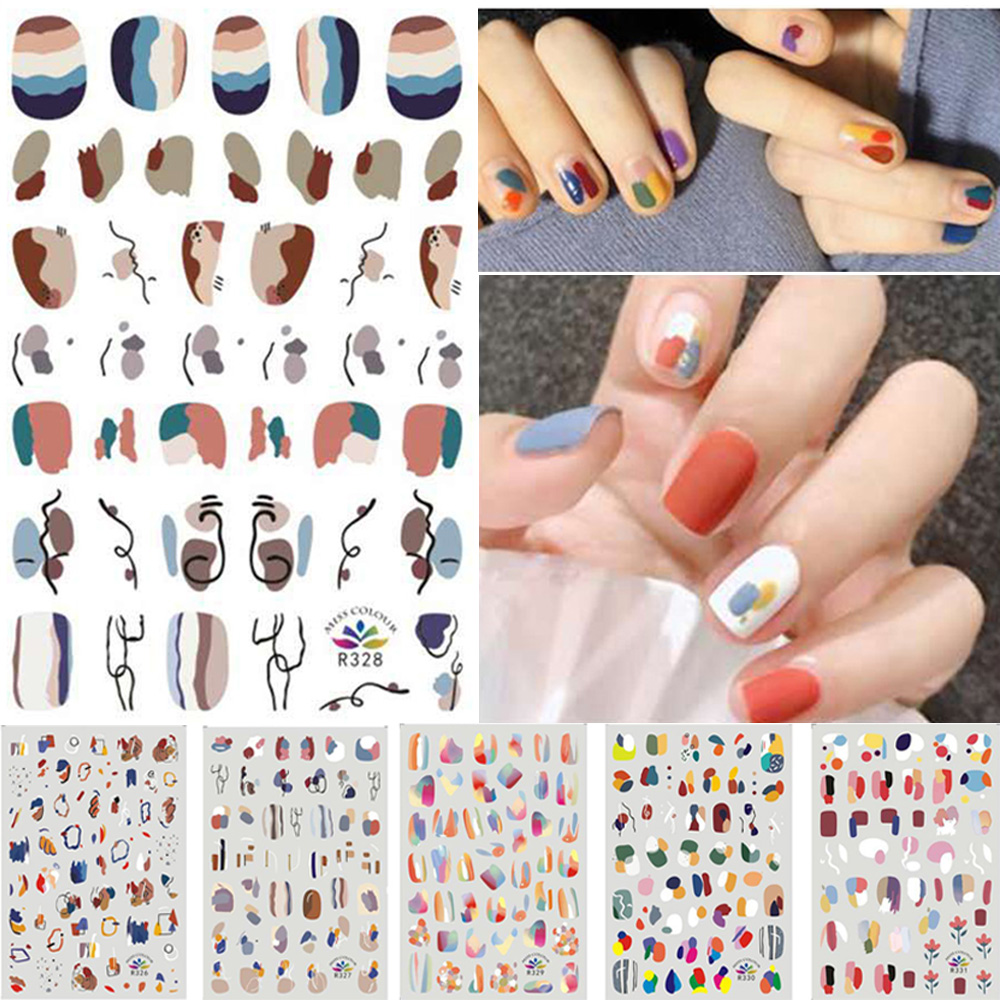 Tờ Hình Dán Trang Trí Móng Tay 3D Chống Thấm Nước Nhiều Màu Sắc Thời Trang