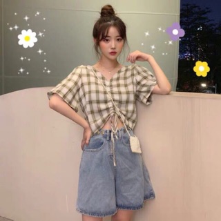 ÁO CROPTOP DÂY RÚT kèm hình thật