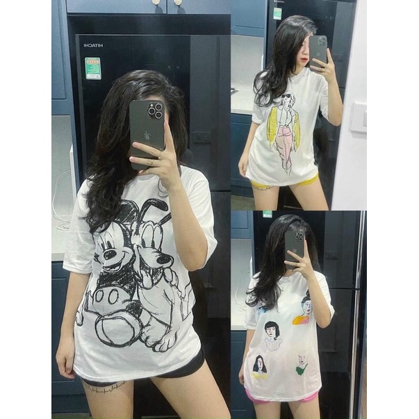 Bộ Nữ , Set Bộ Hoạt Hình Cộc Tay Quần Đùi, Áo Phông Hình Kute- Nhà Cam