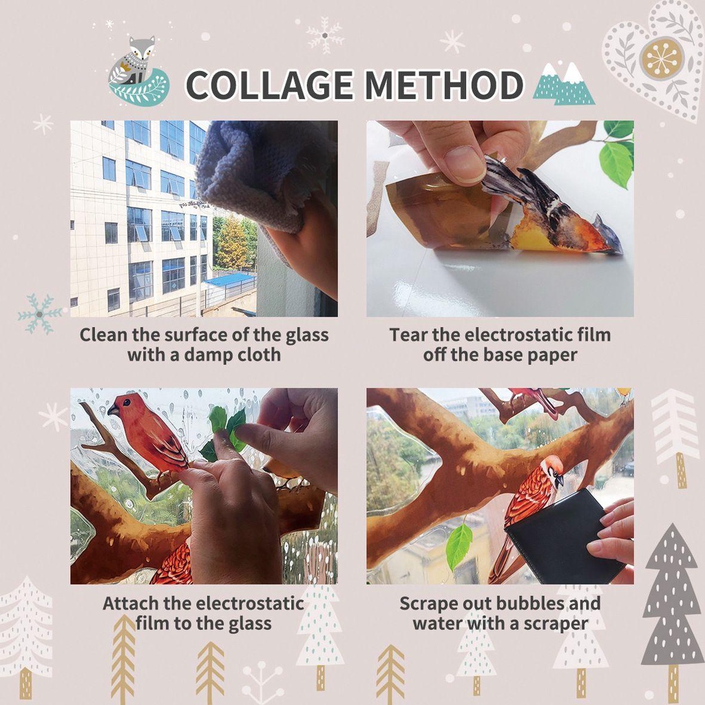 Miếng Dán Trang Trí Cửa Kính Họa Tiết Hoạt Hình Phong Cách Giáng Sinh Độc Đáo