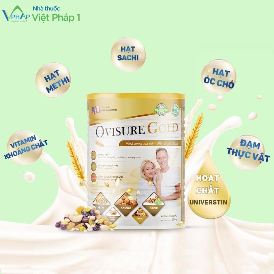 Sữa bột Ovisure Gold hỗ trợ sức khỏe xương khớp 650gram