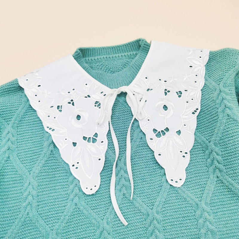 Cổ Áo Rời Cổ Bẻ Phối Ren Rỗng Thời Trang Cho Nữ