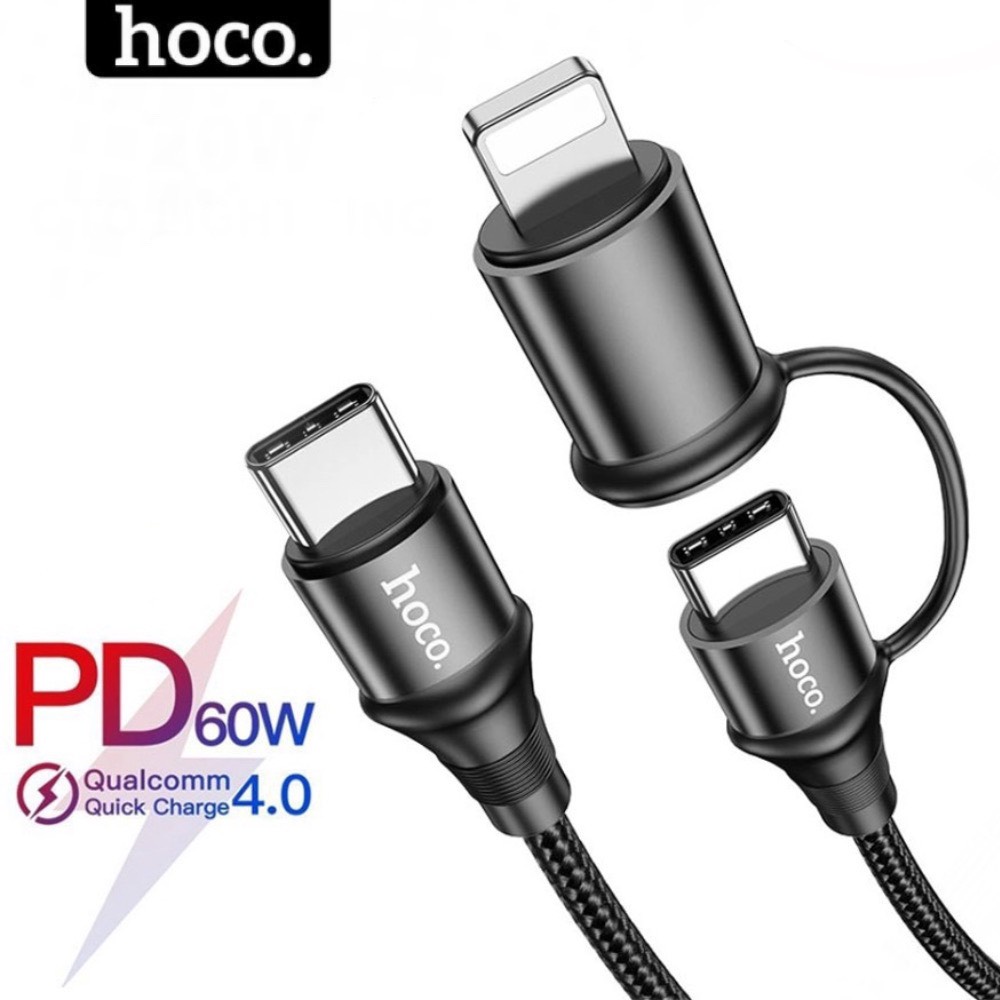 Dây sạc nhanh ip đa năng HOCO 60w - Cáp bọc dù 2 đầu typec to type c dùng cho iphone samsung .. hocomall