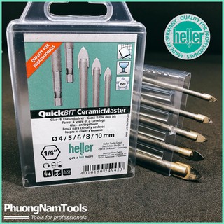 Hộp 5 mũi khoan gạch men, kính Heller - Made in Germany