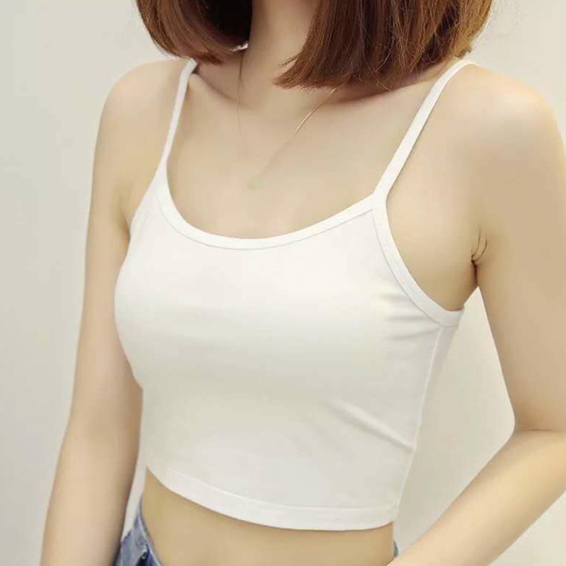 Áo Croptop Hai Dây Màu Sắc Đơn Giản Quyến Rũ Cho Nữ