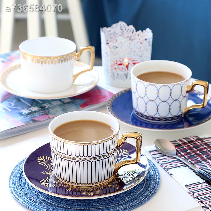 ♞Bộ Cốc Uống Cà Phê Bằng Sứ Màu Đen Phong Cách Châu Âu Sang Trọng