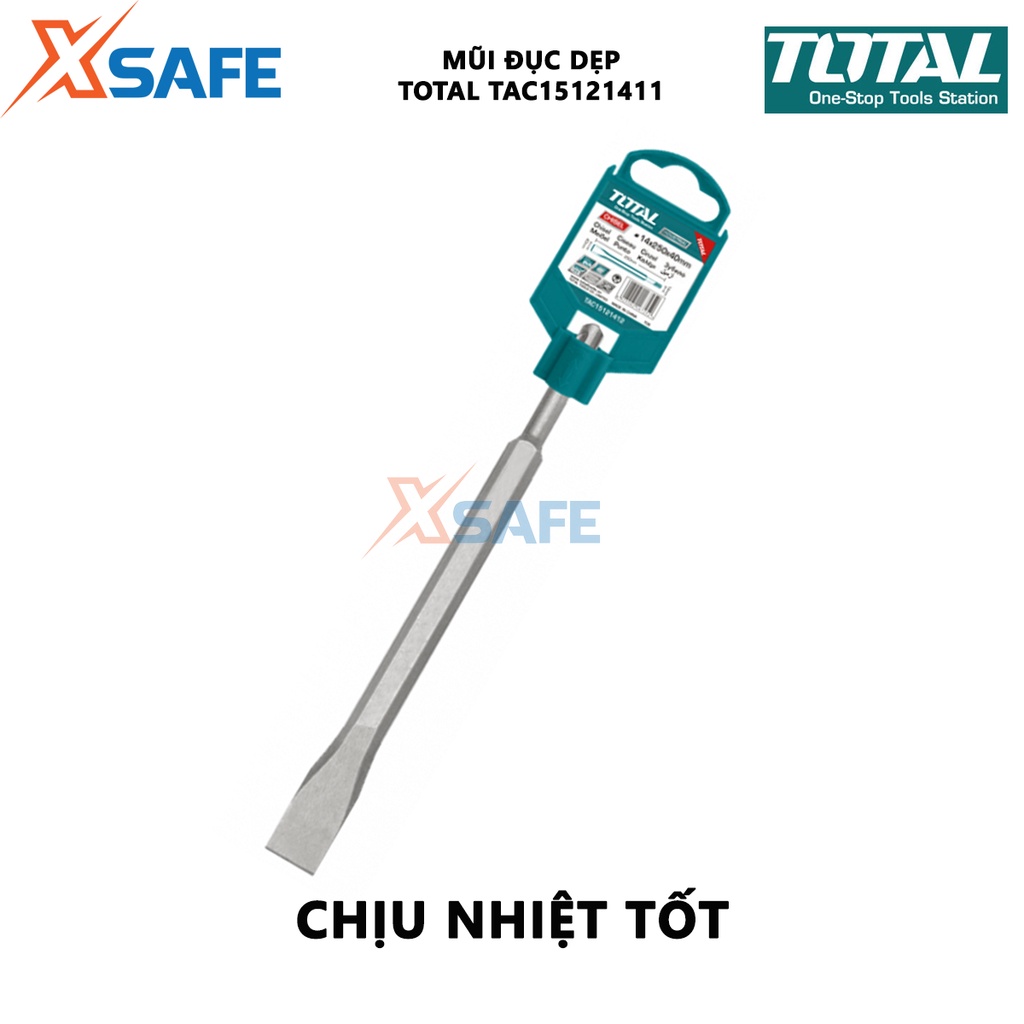 Mũi đục dẹp TOTAL TAC15121411 size 14x250x20mm dùng đục, khoét các bề mặt cứng khác nhau - [XSAFE]