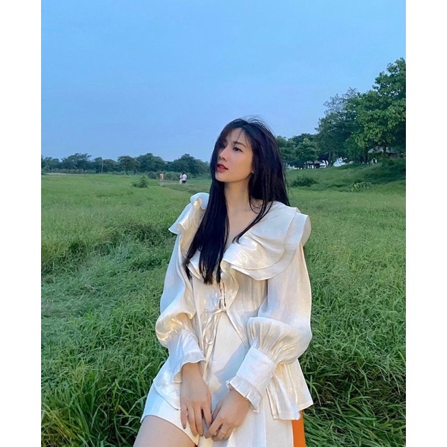 ÁO NUDE CỘT DÂY CỔ BÈO TAY PHỒNG NHẸ NHÀNG TWIGH LIGHT TOP | BigBuy360 - bigbuy360.vn