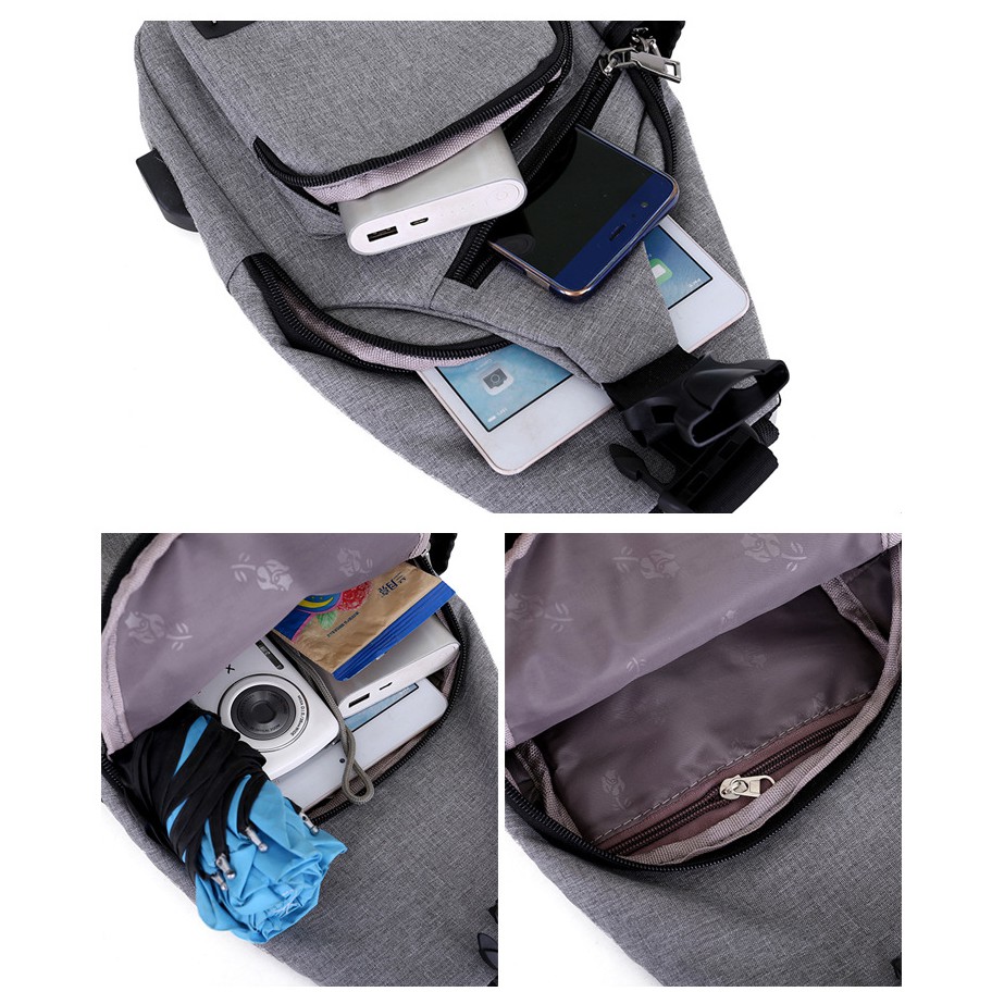 Túi đeo chéo nam nữ tích hợp cổng kết nối USB, vải canvas kiểu dáng mới 2020 TDC555 | BigBuy360 - bigbuy360.vn