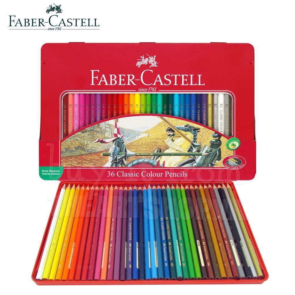 Bút chì màu Classic Knight Faber Castell 36 màu hộp thiếc